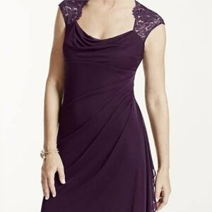Xscape Dark Purple Lace Maxi Dress